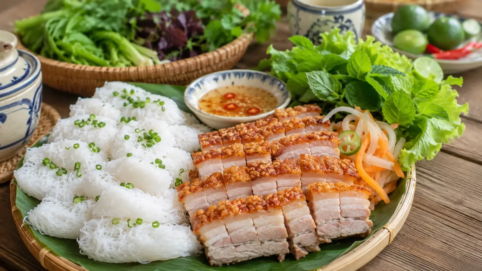 Bánh hỏi heo quay thơm ngon đặc trưng miền Tây Cần Thơ