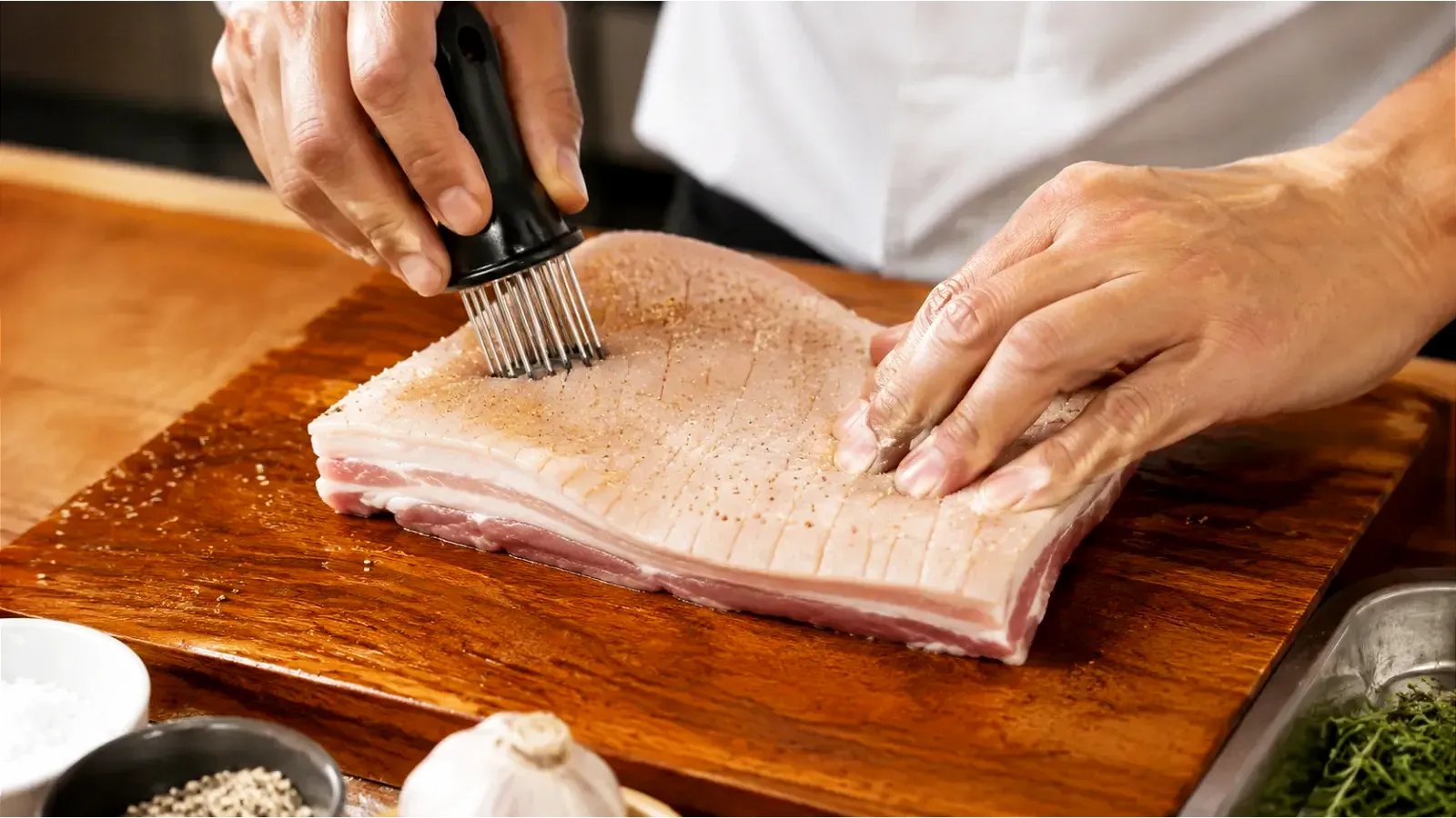 Sơ chế thịt heo trước khi nướng